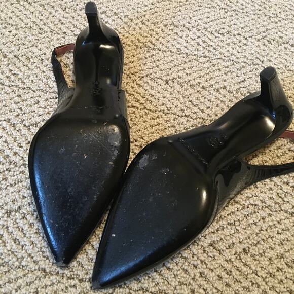 Via Spiga Black Patent Leather Gable Slingback Heels - 8M - Picture 8 of 8